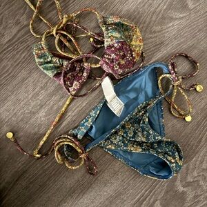 Zimmermann Floral Bikini Set with Blue and Multicolor Design